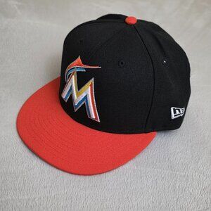 Miami Marlins Hat Cap Snap Back Mens One Size Black Orange MLB Baseball New Era